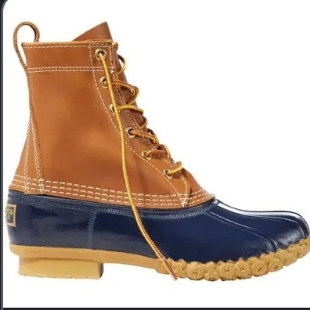 Bean Boots by L L Bean Size 8M | Leather Upper | Navy Rubber | Duck Boot